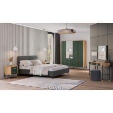 Naktskapīts DANTE DT21, Ozols cremona/Zaļš matēts/Melns